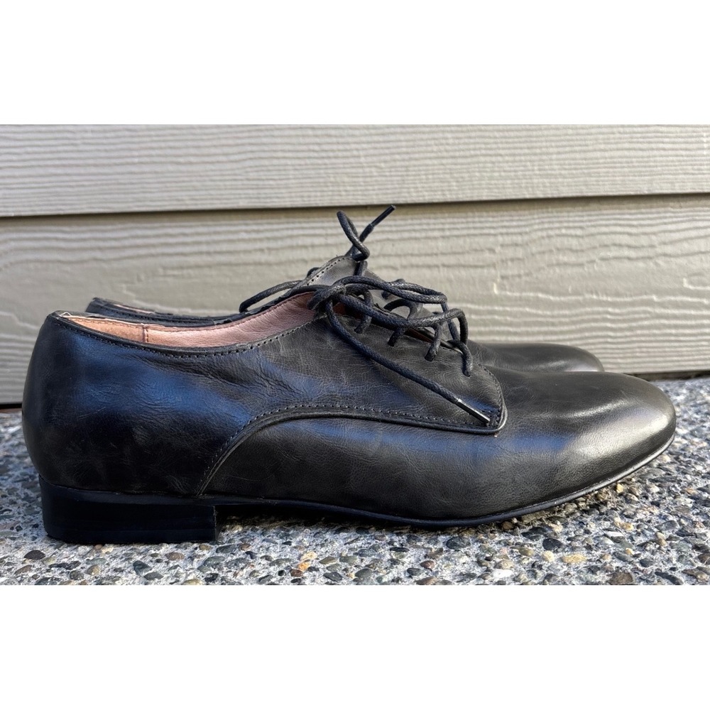 Miz Mooz Letty Derby Black Leather Lace Up‎ Oxford Shoes Flats Women's Size